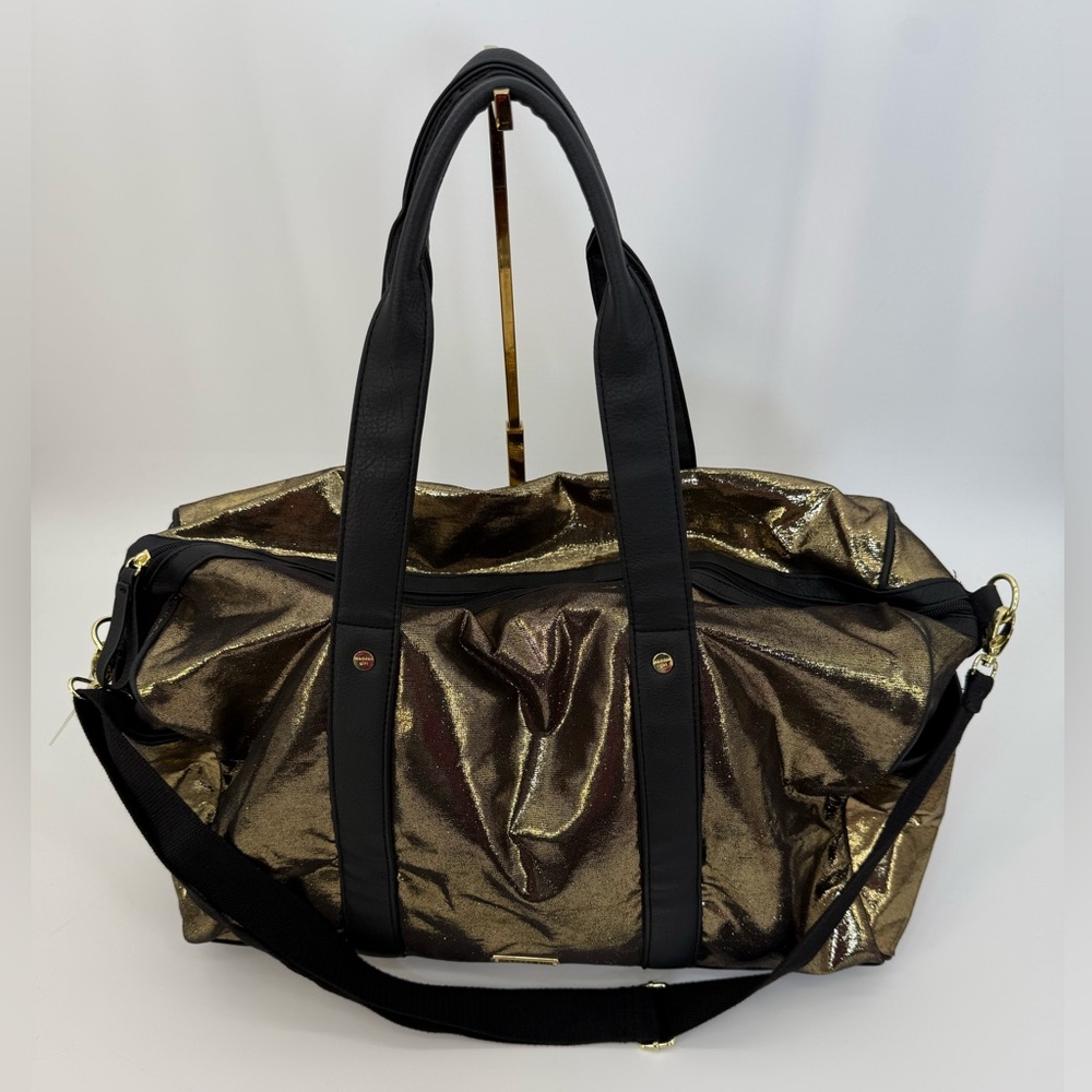 Madden Girl Metallic Gold Large Weekender Duffle/Travel Bag - Picture 12 of 15